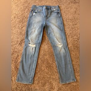 GAP Light Blue Distressed Straight Leg Jeans